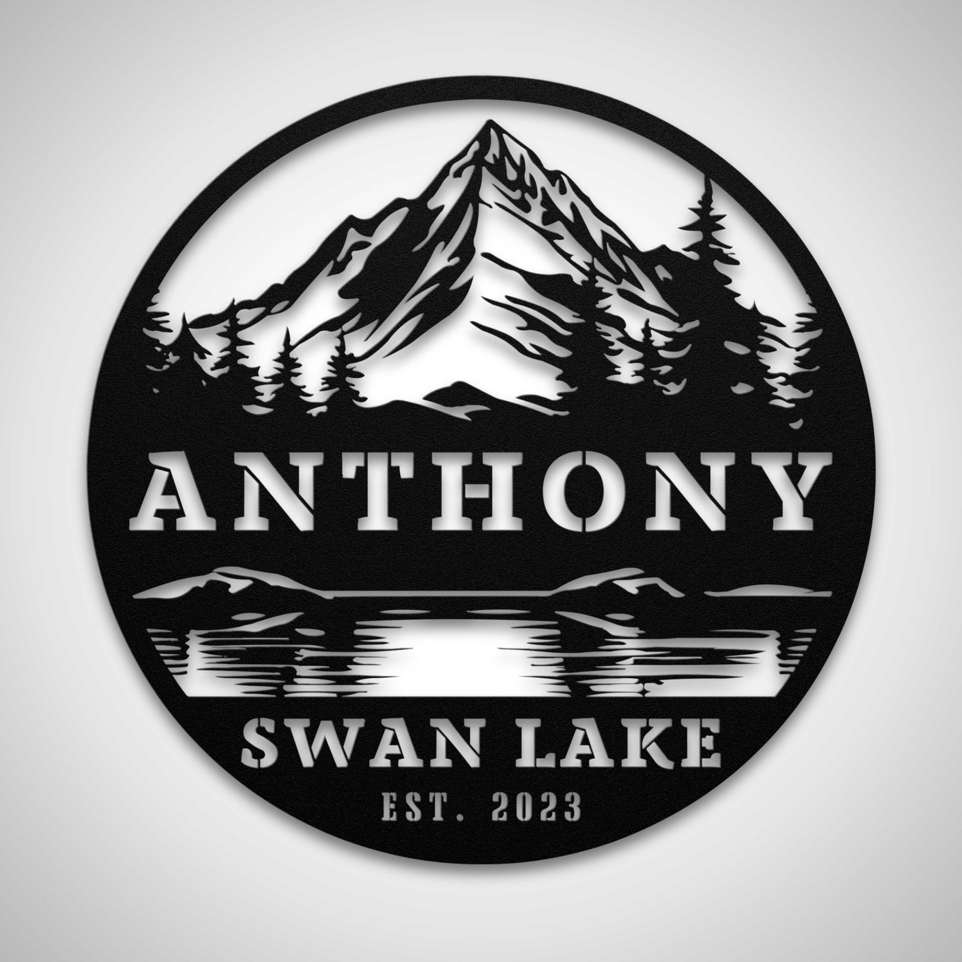 Custom Lake and Mountain Family Name Sign