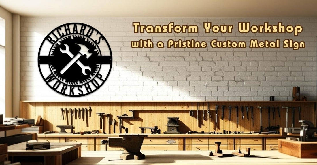 Upgrade your workshop with a personalized metal sign from Pristine Custom. Durable, stylish, and unique designs to reflect your passion and creativity.