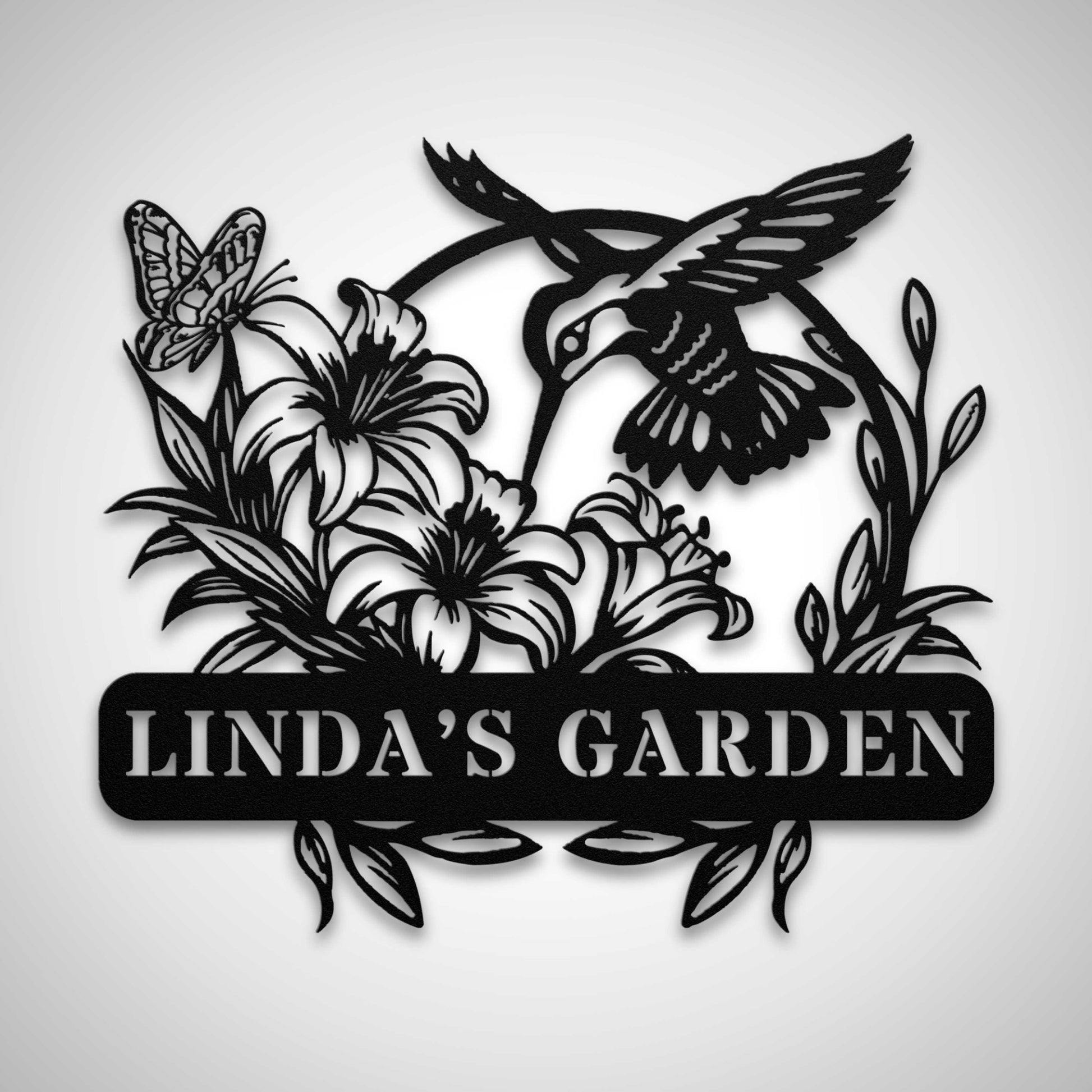 Hummingbird and Flowers Personalized Garden Sign