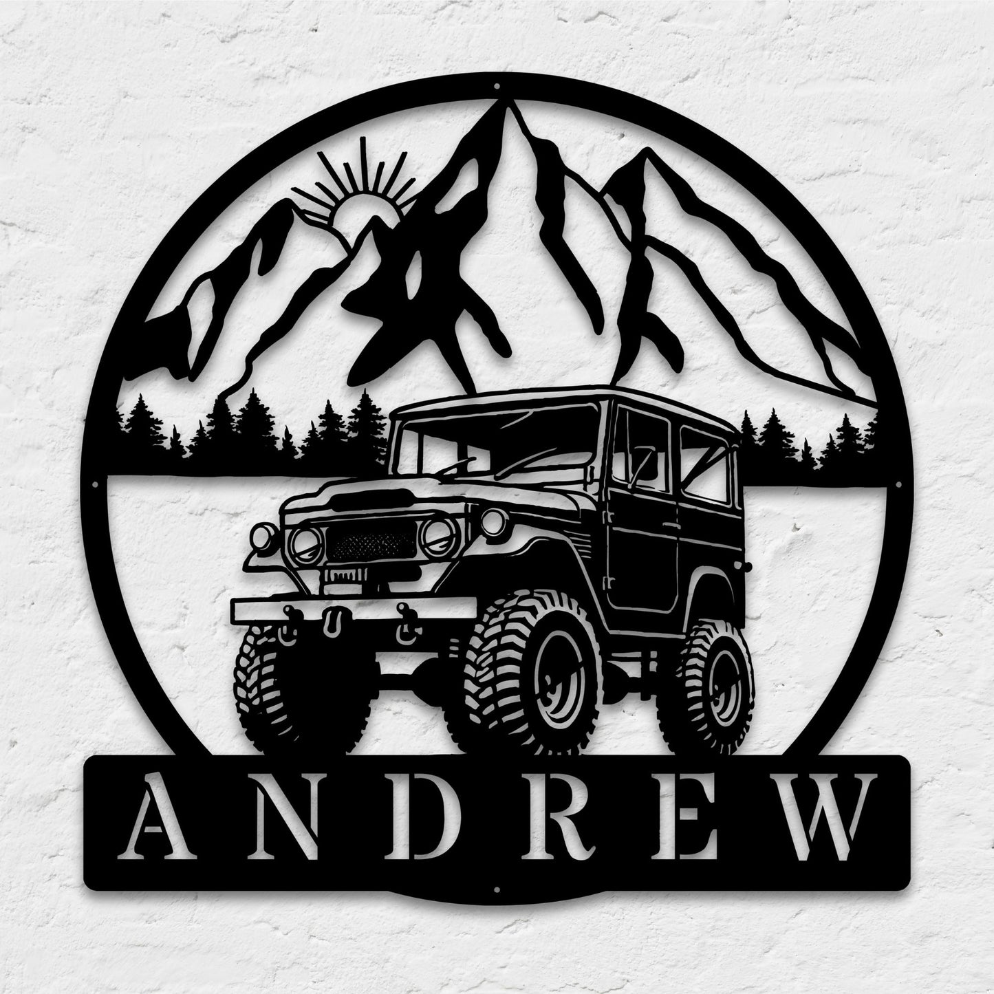 Custom metal offroad Jeep sign featuring a rugged design ideal for enthusiasts