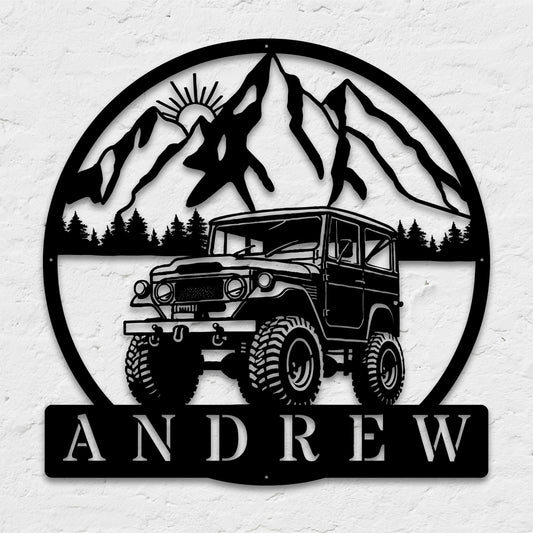 Custom metal offroad Jeep sign featuring a rugged design ideal for enthusiasts