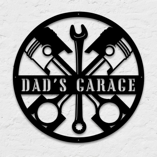 Custom metal mechanic workshop sign with gear and wrench design perfect for garages or shops