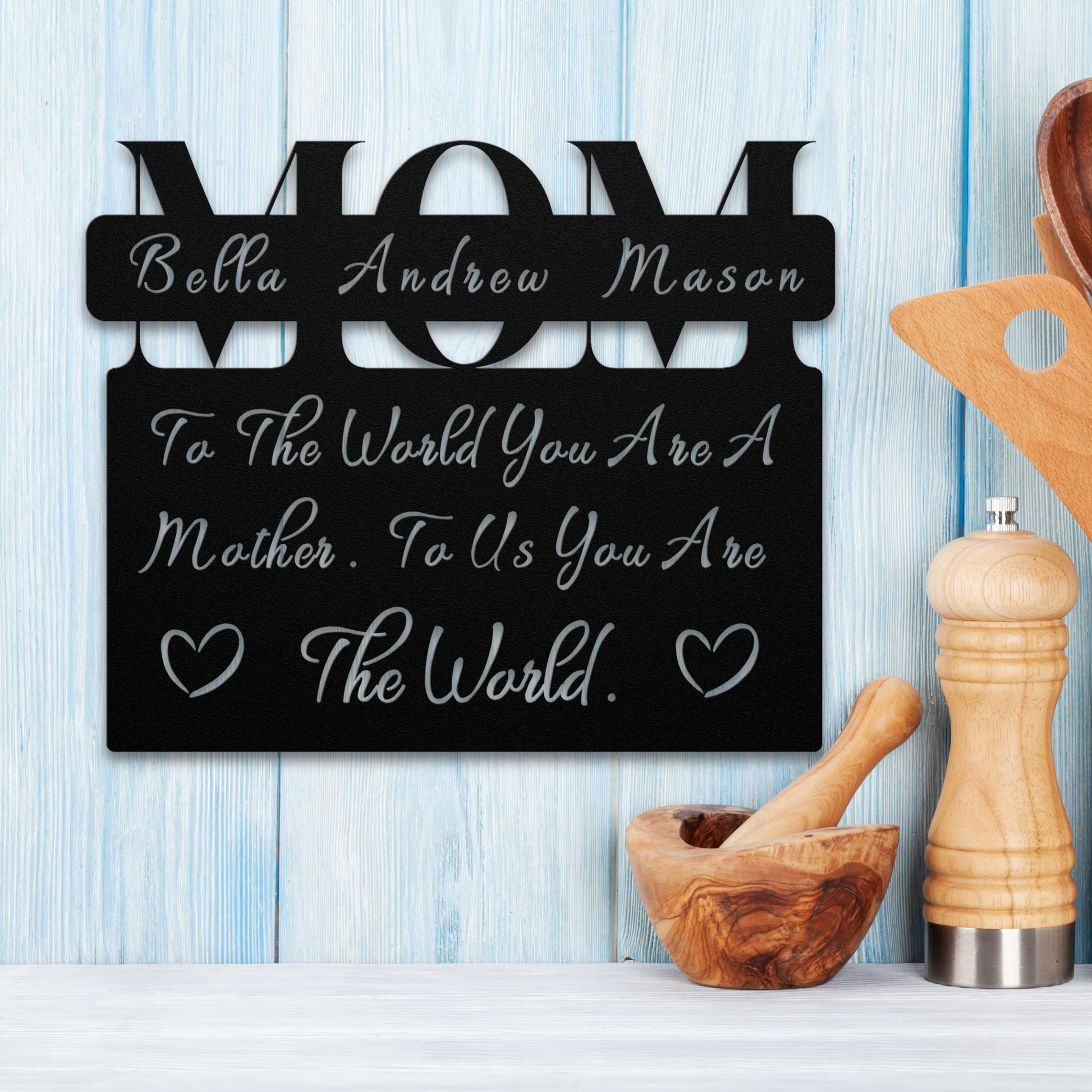 Mom You Are The World - Personalized Children's Names Sign