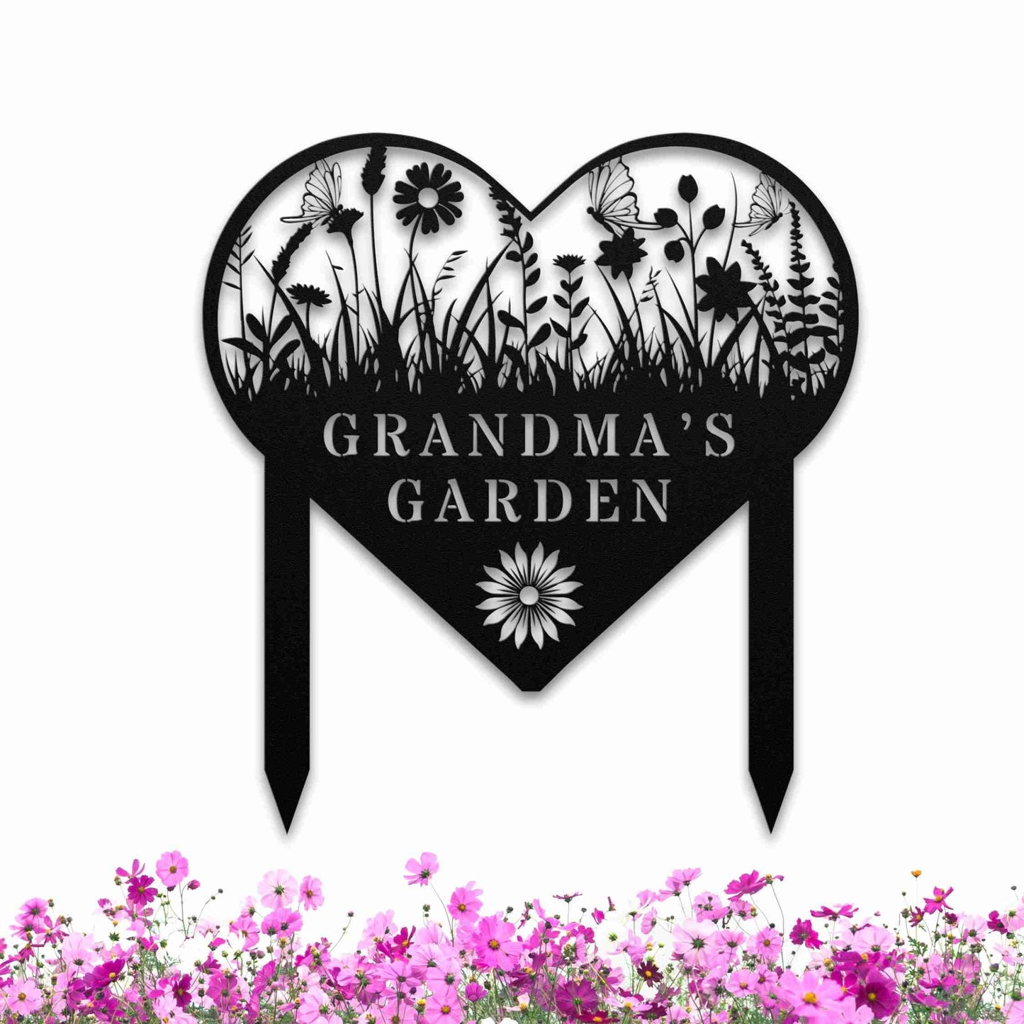 Heart-Shaped Flowering Garden Custom Sign