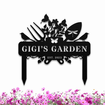 Flowering Pot and Garden Tools Custom Sign