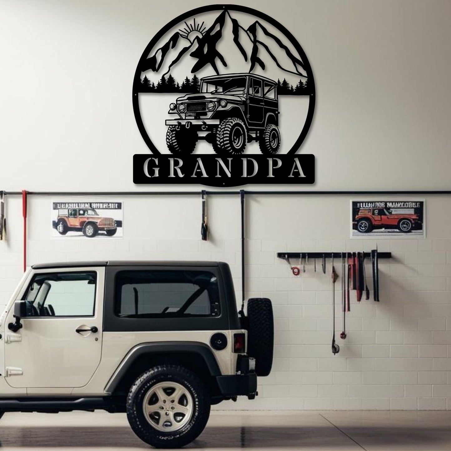 Wall-mounted offroad Jeep sign adding adventure-inspired decor to any space