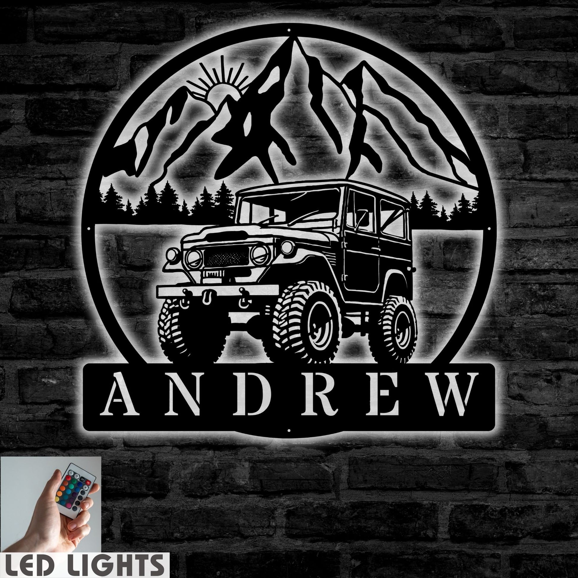 Personalized offroad Jeep sign wit LED Lights perfect for gifting to offroad and adventure enthusiasts